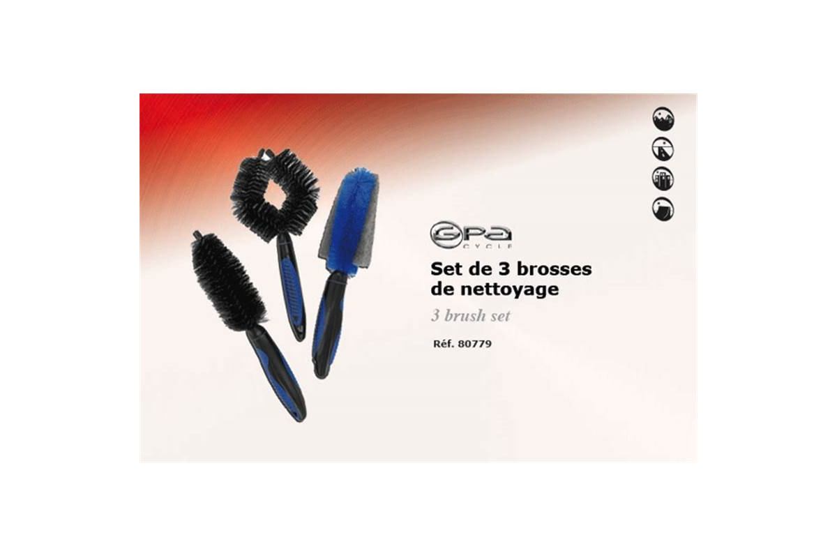 GPA CYCLE Set de 3 Brosses de Nettoyage