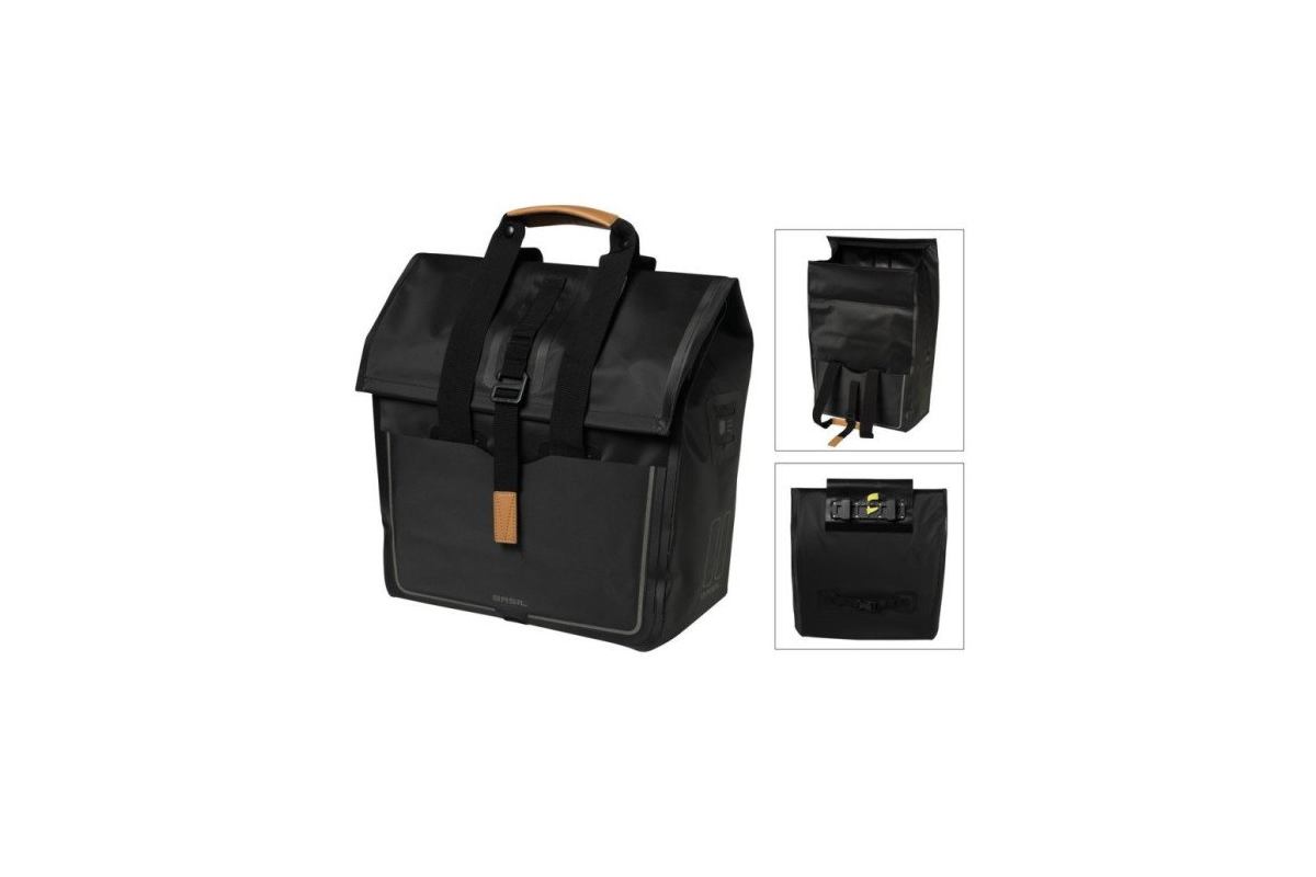 Basil double Sac City 28-32L - Noir