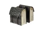 SACOCHES BASIL URBAN LOAD IMPERM-Eacute-ABLE MOTIF R-Eacute-FL-Eacute-CHISSANT NOIR-BEIGE 53 L-41x18x46-FERMETURE CLICK