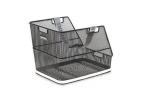 PANIER ARRI-Egrave-RE BASIL CLASS MAILLE ACIER A-SANGLE AMOVIBLE NOIR A-BANDE R-Eacute-FL-Eacute-CHISSANTE -38x31x27 cm-