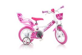 Vélo Enfant DINO BIKES Little Heart 16" | Fille 4-6 Ans avec Panier et Stabilisateurs